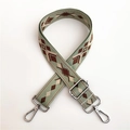 Close-up of bohemian geometric jacquard strap with silver metal lobster clasps - #6 Silver Clasp