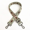 Detail of adjustable ethnic style canvas strap with geometric jacquard embroidery - #6 Gunmetal Clasp