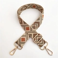 Detail of wide adjustable canvas strap with colorful geometric jacquard patterns and gold buckles - #7 Gold Clasp