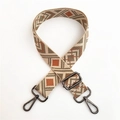 Close-up of ethnic geometric pattern canvas strap with gunmetal hardware and lobster clasps - #7 Gunmetal Clasp