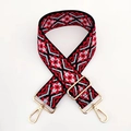 Dettaglio tracolla jacquard geometrica con ganci in metallo dorato su sfondo bianco - Rosso Blu Chiaro Floreale