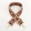 Dettaglio della tracolla etnica jacquard con ganci girevoli in metallo dorato - Beige Marrone Caffè Floreale