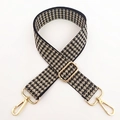 Detail of classic houndstooth weave strap with adjustable gold buckles and swivel clasps - Houndstooth