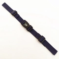 Detail view of adjustable navy blue nylon chest strap with black plastic buckles for backpacks - Dark Blue