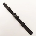 Close-up of durable black nylon backpack chest strap with adjustable plastic buckle and rings - Black