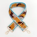 Detail of adjustable woven wide strap with colorful geometric camo pattern and gold hooks - Silver Line No.16