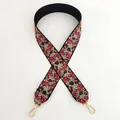 Detail of floral embroidery on bag strap with high-quality golden metal hooks - Style 7