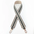 Detail of woven geometric zigzag purse strap with rose gold metal lobster clasps - Beige Green