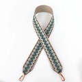 Ethnic style colorful wave pattern woven wide shoulder strap with gold metal hooks - Matcha Green