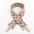 Detail of adjustable chevron woven strap with polished light gold metal swivel hooks - Brown