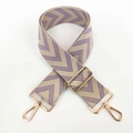 Detail of purple and beige chevron woven bag strap with polished gold hardware - Light Purple