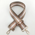 Dettaglio tracolla regolabile in nylon con strisce glitter marroni e oro rosa e fibbie d'oro - Linea Oro Cachi Scuro