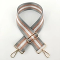Detail of adjustable grey and white nylon strap with sparkling rose gold metallic thread - Light Gray Gold Line