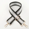 Detail of adjustable black and silver striped nylon strap with gold lobster clasps - Dark Gray Silver Line