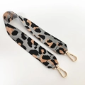 Detail of leopard print wide nylon guitar strap with polished gold lobster clasps - Gray Short Style (Leopard)