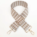 Detail of adjustable thick houndstooth shoulder strap with high-quality gold hardware - Light Khaki