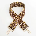 Detail of adjustable leopard print bag strap with golden metal swivel hooks and buckles - Beige Coffee Yellow