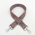 Close-up of colorful herringbone woven bag strap with silver metal buckle and lobster clasp - Mauve Brown (Silver Buckle)