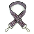 Detail of multi-color woven replacement strap with premium gunmetal lobster clasps - Black Burgundy (Gunmetal Buckle)