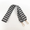 Classic black and white houndstooth replacement shoulder strap with gold metal clips - Black and White