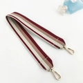 Detail of red and white striped fabric bag strap with golden rotating lobster clasps - Wine Red Short
