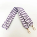 Fashionable purple and white houndstooth wide shoulder strap with gold metal buckles - Light Purple