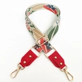 Tracolla regolabile in jacquard floreale con terminali in pelle rossa e fibbie dorate - Rosso