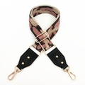 Detail of bohemian leopard jacquard wide bag strap with gold studs and lobster clasps - Khaki Nude Pink