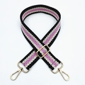 Tracolla intrecciata da 3,8cm con motivi geometrici viola e bianchi e ganci dorati - Nero rosa