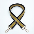 Tracolla jacquard larga 3,8 cm con motivo a onde geometriche e ganci in metallo dorato - Nero Giallo