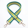 Dettaglio tracolla intrecciata 3,8cm con motivo geometrico verde giallo e fibbie oro - Verde Giallo