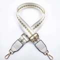 White nylon shoulder strap with gold arrow embroidery and adjustable metal lobster hooks - White Base Gold Thread