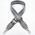 Adjustable grey nylon bag strap with white arrow embroidery and golden hooks - Gray