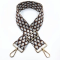 Dettaglio della tracolla regolabile in jacquard vintage con ganci in oro - Blu