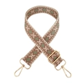 Detail of colorful geometric diamond pattern on wide adjustable shoulder bag strap - Beige Nude Pink Green
