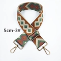 Dettaglio tracolla etnica larga 5cm con motivi geometrici a rombi in tela spessa - Verde Scuro Caramello Rombo (3#)