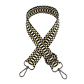 Detail showing the colorful geometric jacquard weaving and adjustable metal buckles on the strap - Navy White Geometric Pattern (Gunmetal Hardware)