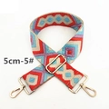 Detail of 5cm wide ethnic embroidered bag strap with golden metal lobster clasps - Red Blue Purple Beige Pattern (5#)