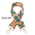 Detail view of 5cm wide bohemian embroidered canvas strap with gold metal buckles - Pink Green Ginger Embroidery (8#)
