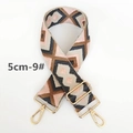 Detail view of 5cm wide colorful geometric woven strap with gold metal buckles - Pink Brown Gray Black Diamond (9#)