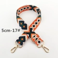 Detail of 5cm wide ethnic geometric embroidered canvas bag strap with gold hardware - Orange Green Navy Beige (17#)