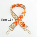Detail of 5cm wide geometric woven bag strap with orange diamond patterns and gold hooks - Orange Gray Beige Cross (19#)