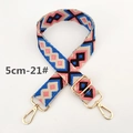 Detail of 5cm ethnic style embroidered canvas strap with gold metal lobster clasps - Pink Royal Blue Black Beige (21#)