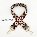 Detail of 5cm wide ethnic geometric pattern bag strap with gold metal swivel clasps - Jujube Red Olive Green Black (25#)