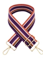 Tracolla regolabile intrecciata a righe colorate con moschettoni dorati per borse da donna - Viola-Arancio