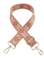 Tracolla etnica ricamata arancione con ganci in metallo dorato per borse e zaini - Beige/Arancione