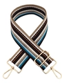 Tracolla larga regolabile in jacquard con strisce colorate e ganci metallici dorati - Blu Marrone