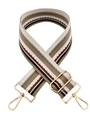 Tracolla larga in jacquard a righe per borse con ganci a moschettone in oro lucido - Khaki Verde