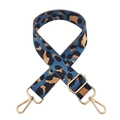 Adjustable nylon leopard print bag strap with luxury gold hardware for cross-body bags - Royal Blue Gold Buckle