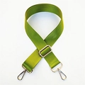 Detail of adjustable olive green nylon shoulder strap with silver metal hooks for handbags - Fluorescent Green